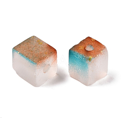 Frosted Glass Beads with Golden Glitter Powder DGLA-NH001-6mm-01F-1