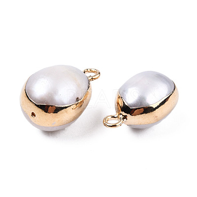 Electroplate Natural Baroque Pearl Keshi Pearl Pendants PEAR-N021-11-1