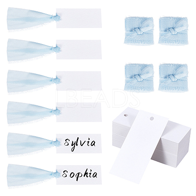 50Pcs Rectangle Blank White Paper Gift Tags CDIS-WH0021-059C-1