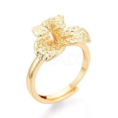 Flower Brass Cup Peg Ring Settings KK-N274-03G-1