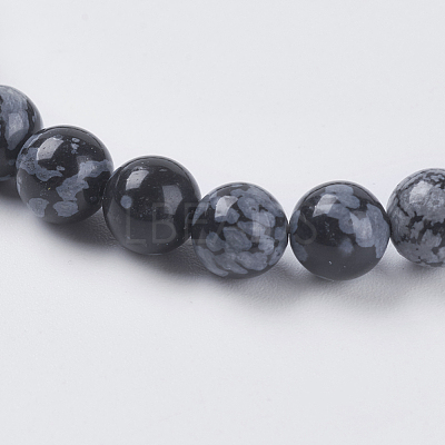 Natural Snowflake Obsidian Beads Strands G-G515-6mm-01-1