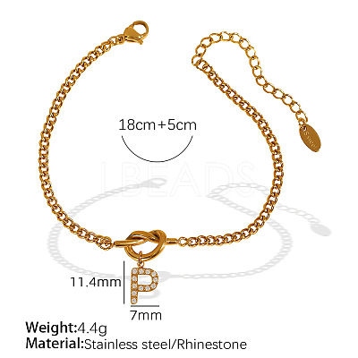 304 Stainless Steel Micro Pave Clear Cubic Zirconia Charm Bracelets WG4D47F-17-1