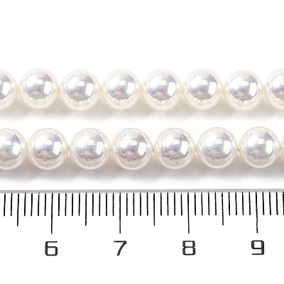 UV Plating Pearlized Glass Pearl Beads Strands GLAA-F128-01A-T1-1