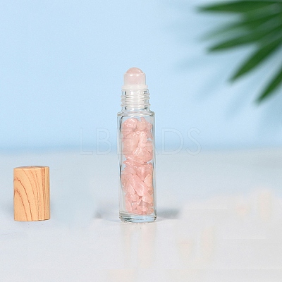 Natural Rose Quartz Roller Ball Bottles BOTT-PW0011-70A-02-1