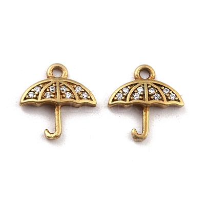 Brass Micro Pave Clear Cubic Zirconia Charms KK-A144-002C-NF-1
