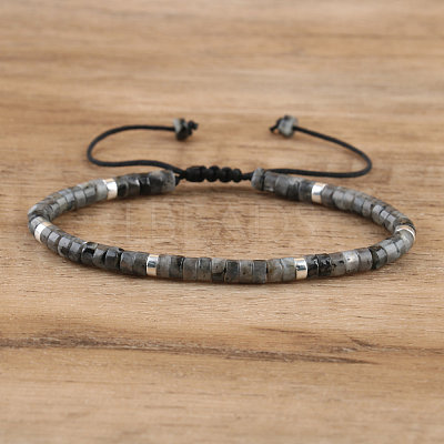 Natural Larvikite Beaded Braided Bracelets QH4784-10-1