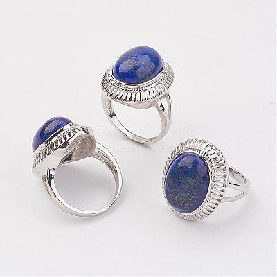 Natural Lapis Lazuli Finger Rings RJEW-P122-18-1