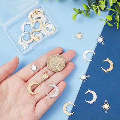 32Pcs 4 Styles Brass Connector Charms Sets KK-BC0011-20-1