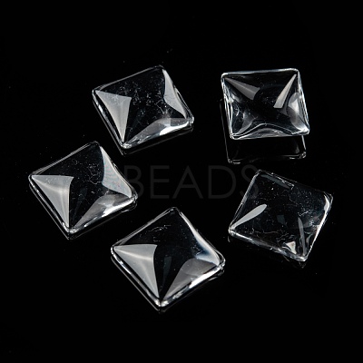 Transparent Glass Square Cabochons X-GGLA-S022-15mm-1