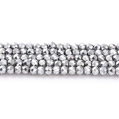 Electroplate Glass Beads Strands GLAA-H021-01B-FP08-1