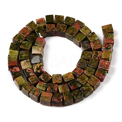 Natural Unakite Beads Strands X-G-T139-6x6-08A-1