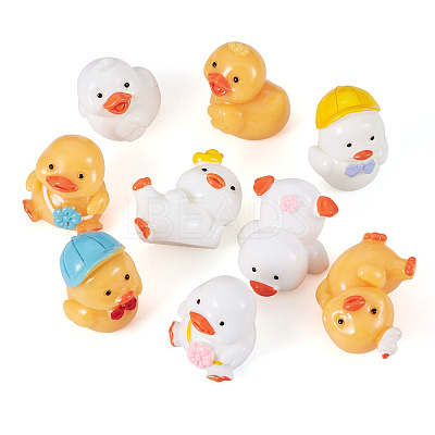 9Pcs 9 Styles Cartoon Cute Resin 3D Duck Figurines DJEW-TA0001-39-1