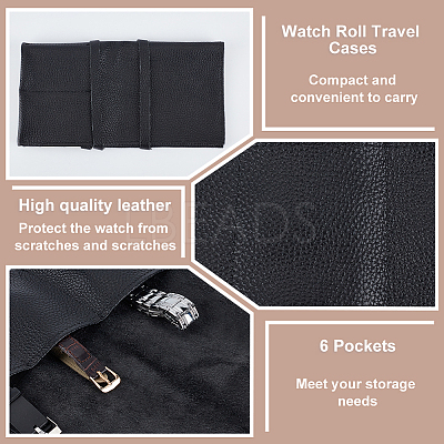 Leather Watch Roll Travel Cases CON-WH0089-69-1