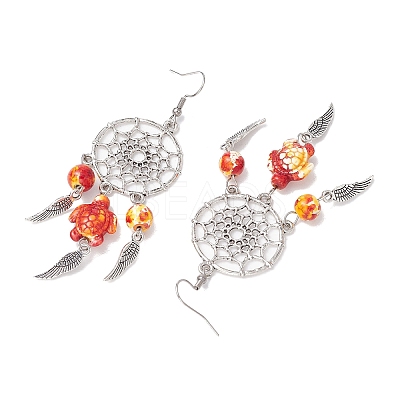 5Pairs 5 Colors Alloy & Synthetic Turquoise Chandelier Earrings EJEW-JE06339-01-1