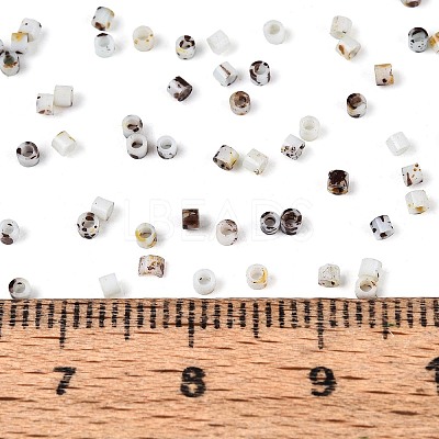 Spray Painted Picasso Cylinder Glass Seed Beads GLAA-T028-12A-09-1