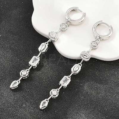 Brass Micro Pave Cubic Zirconia Hoop Dangle Earrings KK-CBA8324-09G-1