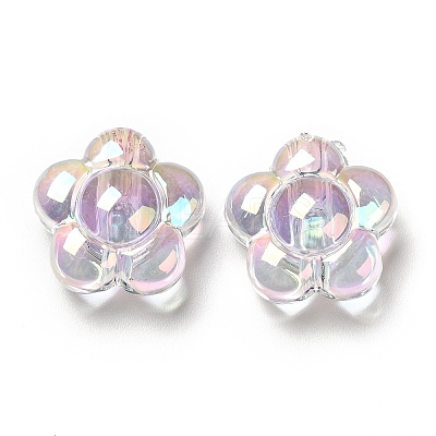UV Plating Rainbow Iridescent Transparent Acrylic Beads X-OACR-C007-11-1