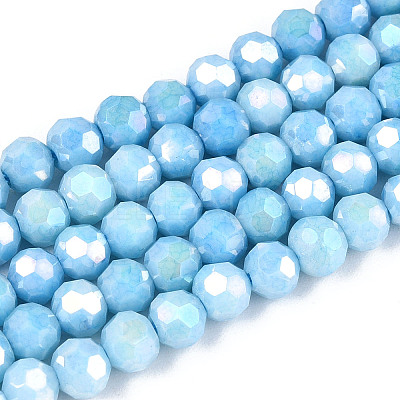 Anti-Tarnish Electroplate Glass Beads Strands LS-EGLA-T021-4mm-15-10-1