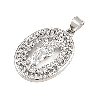 Religion Brass Micro Pave Clear Cubic Zirconia Pendants CU-CBAD306-21P-1