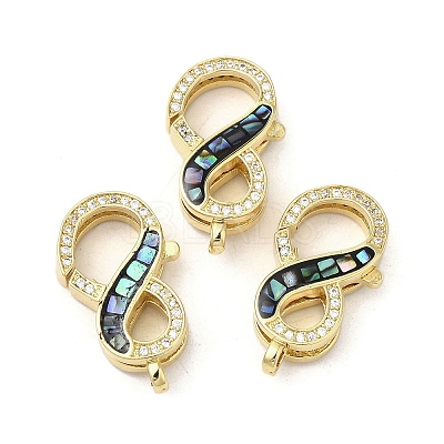 Brass Micro Pave Cubic Zirconia Lobster Claw Clasps KK-K385-010G-1