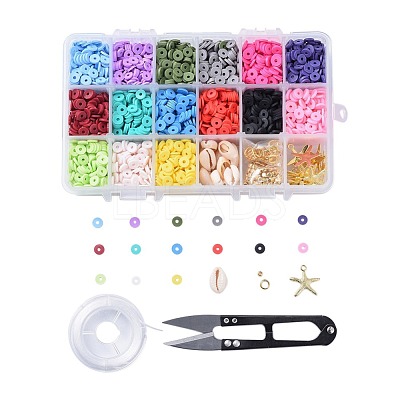 15 Colors Handmade Polymer Clay Beads DIY-JP0005-47-6mm-1