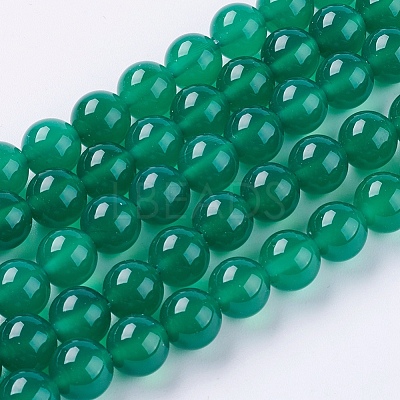 Natural Green Onyx Agate Beads Strands X-G-G583-8mm-11-1