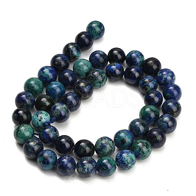 Natural Azurite Beads Strands G-G475-A04-8mm-1