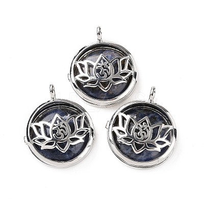 Natural Sodalite Locket Pendants G-G982-01P-12-1