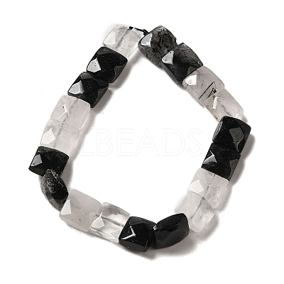 Natural Black Tourmalinated Quartz Beads Strands G-C109-A01-01-1