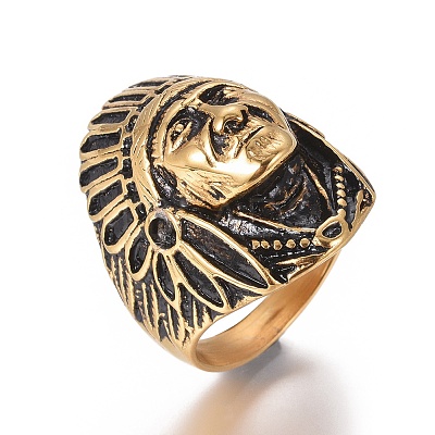 Men's Ion Plating(IP) 304 Stainless Steel Finger Rings RJEW-E162-14AG-1