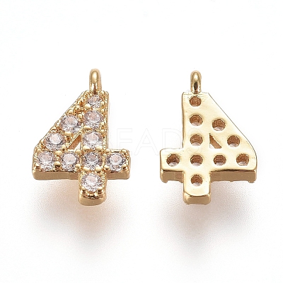 Brass Micro Pave Clear Cubic Zirconia Charms ZIRC-L075-60A-04G-1