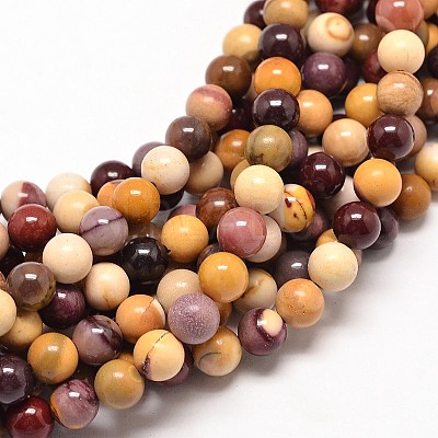 Natural Mookaite Round Bead Strands G-P072-34-8mm-1