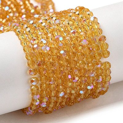Electroplate Transparent Glass Beads Strands EGLA-A035-T3mm-L17-1