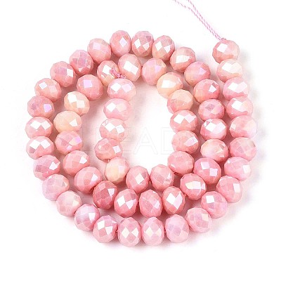 Anti-Tarnish Electroplate Rondelle Glass Beads Strands EGLA-T021-8mm-17-09-1
