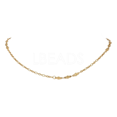 304 Stainless Steel Leaf Flower Chain Necklaces for Women NJEW-JN05589-1