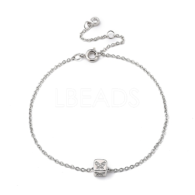 Brass Micro Pave Clear Cubic Zirconia Charms Bracelets BJEW-JB05400-1