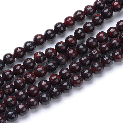 Natural Bloodstone Beads Strands X-G-R411-06-4mm-1