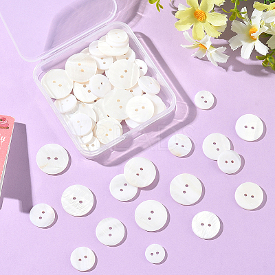 60Pcs 4 Styles Shell Buttons BUTT-SP0001-17-1
