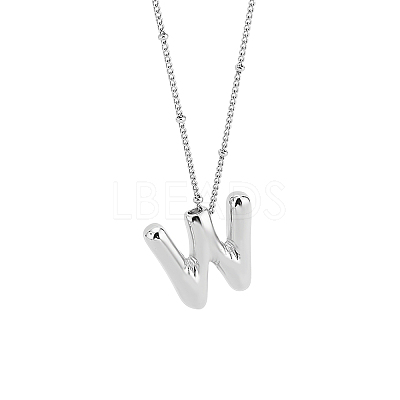1pc Brass Chain with Alloy Letter Pendants Necklaces NJEW-LP0001-41W-P-1