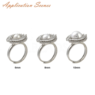 Flat Round Brass Micro Pave Cubic Zirconia Adjustable Ring Settings KK-K297-06P-1