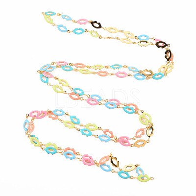 304 Stainless Steel Lip Shape Link Chains STAS-N092-128-1