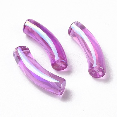 UV Plating Transparent Rainbow Iridescent Acrylic Beads X-OACR-A016-01I-1
