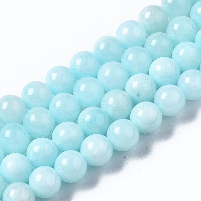 Natural Dyed Yellow Jade Gemstone Bead Strands X-G-R271-8mm-Y04-1