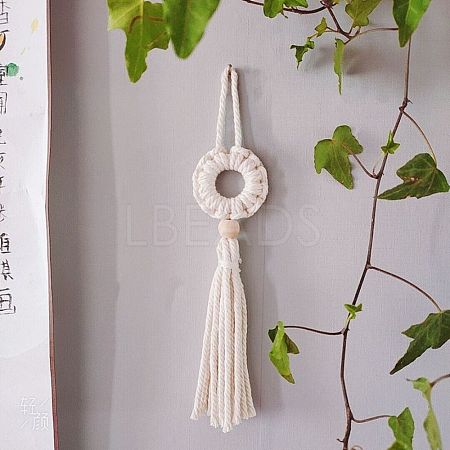 Cotton Cord Macrame Woven Wall Hanging HJEW-C010-01-1