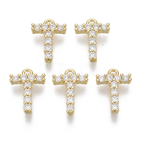 Brass Micro Pave Cubic Zirconia Charms KK-T060-05-T-G-NF-1