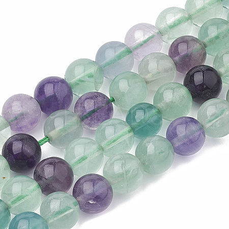 Natural Fluorite Beads Strands G-S333-10mm-006-1