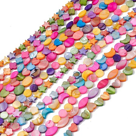 10 Strands Colorful Natural Freshwater Shell Dyed Beads Strands SHEL-M018-03-1