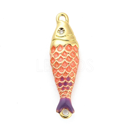 Brass Enamel Fish Connector Charms KK-H527-11G-05-1