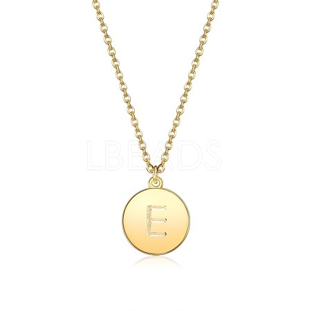 Brass Initial Pendant Necklace NJEW-BB35341-E-1