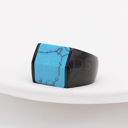 Rectangle Synthetic Turquoise Finger Ring FIND-PW0021-08F-EB-1